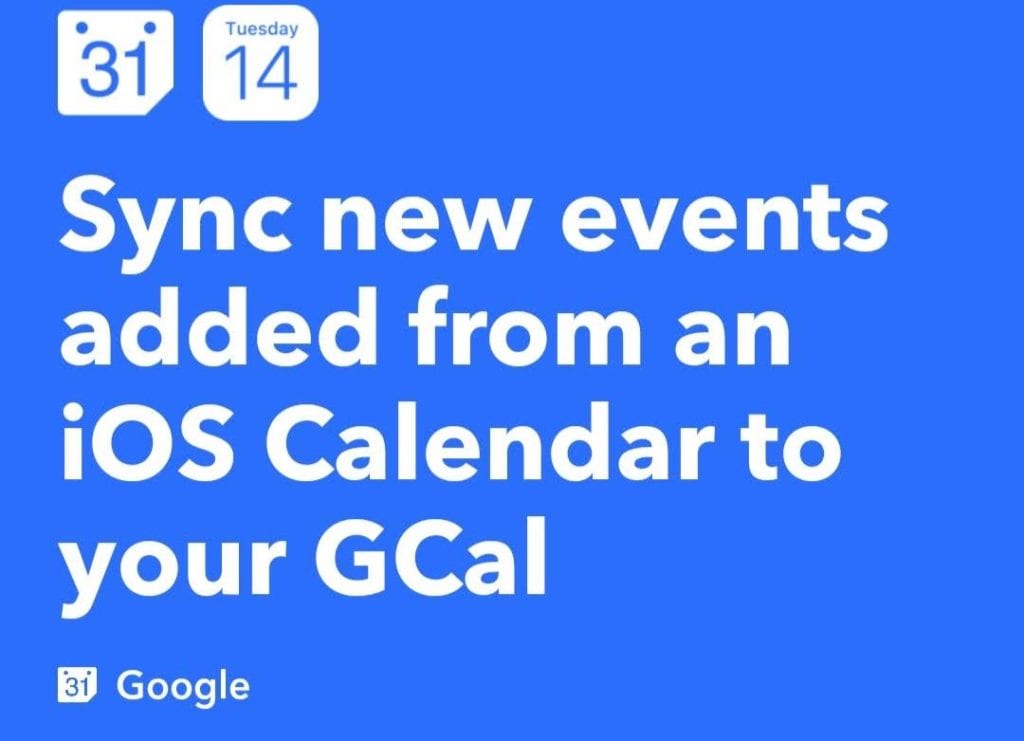 IOSカレンダーに追加した予定を自動でGoogleカレンダーにも追加アプレット・レシピ